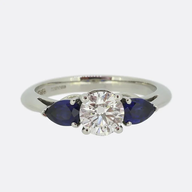Tiffany & Co. 0.78 Carat Diamond and Sapphire Three-Stone Ring from The Vintage Jeweller