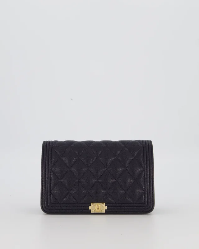 Chanel Navy Boy Wallet on Chain Bag in Navy Caviar leather from Sellier, photo 2 of 19