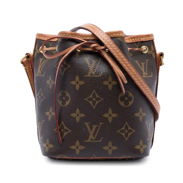 Brown Louis Vuitton Monogram Nano Noe Bucket Bag in Brown Coated canvas from Designer Revival