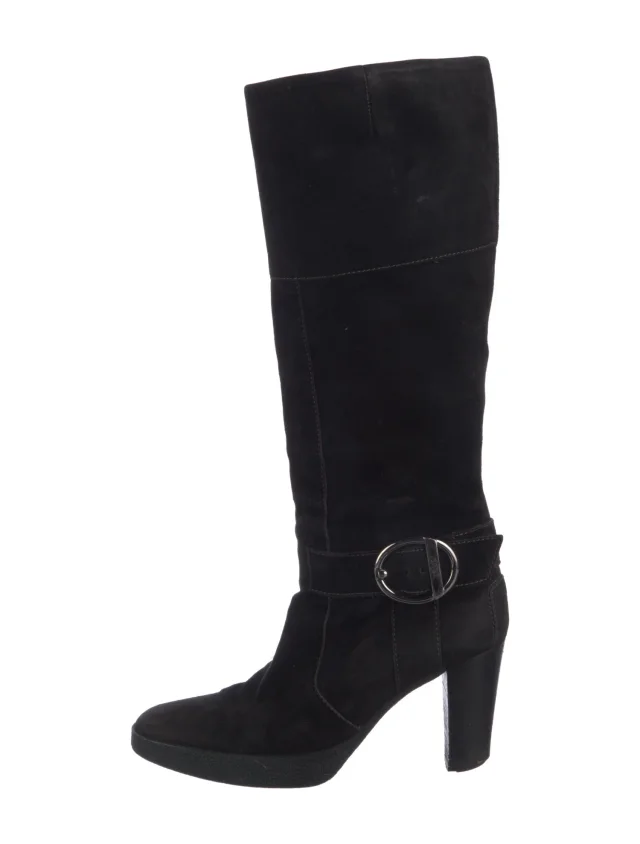 Tod's Suede Riding Boots in black Suede from The RealReal