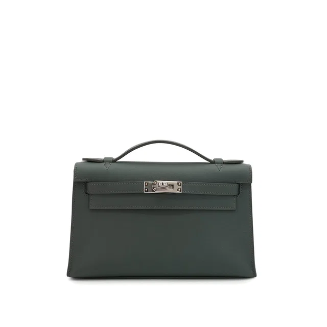 Hermès Kelly Pochette Sellier Vert Mangrove Veau Swift Hand Bag 2025 K Stamp Palladium Hardware in Green Swift leather from Luxury Promise