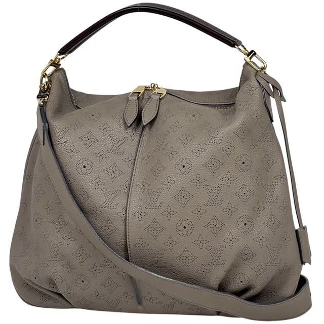 Louis Vuitton Selene MM 2-Way Handle Monogram Mahina Taupe Handbag in Taupe from The Reluxe