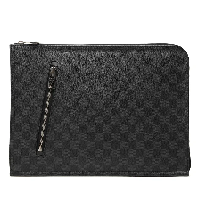 Black Louis Vuitton Damier Graphite Poche Documents Portfolio Clutch Bag in Black Canvas from Designer Revival