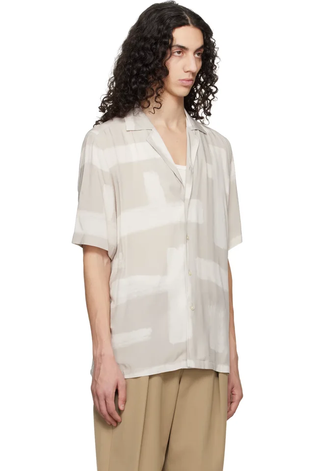BOSS Taupe Regular-Fit Maxi Print Shirt, photo 2 of 2 from SSENSE