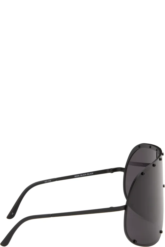 Rick Owens Black Temple Shield Sunglasses, photo 2 of 4 from SSENSE