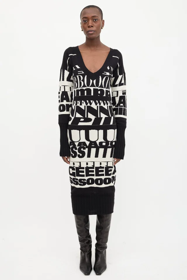 Dolce & Gabbana FW 2011 Letters Sweater Dress in Nylon from VSP Consignment