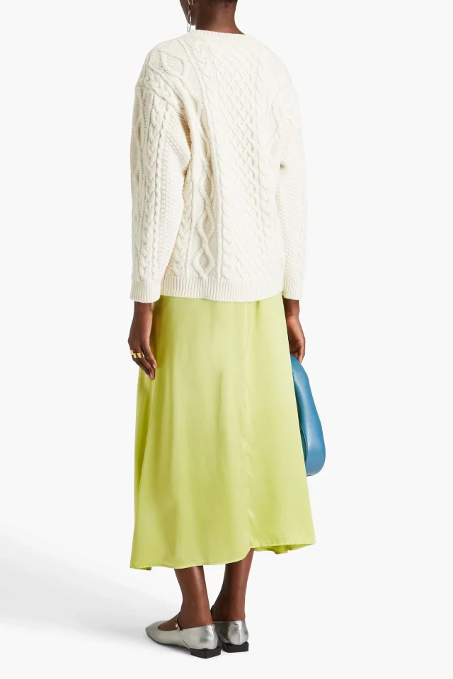 Valentino Garavani Lace-Trimmed Cable-Knit Wool and Cashmere Sweater, photo 3 of 4 from THE OUTNET