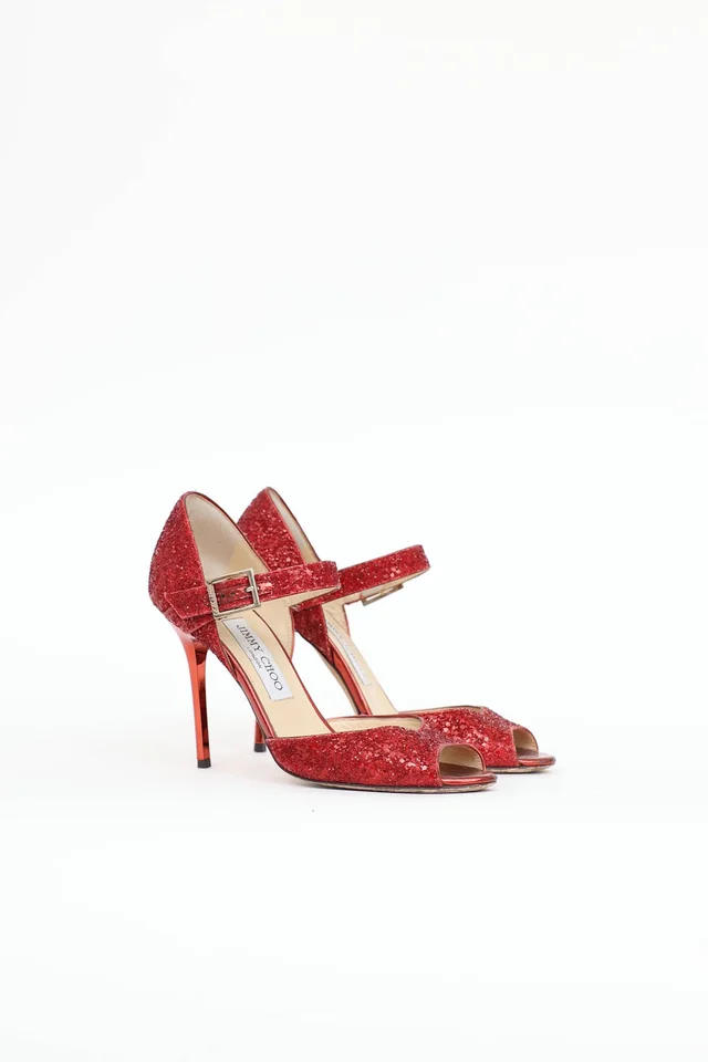 Jimmy Choo Glitter Linda Pump in Leather from VSP Consignment, photo 2 of 2