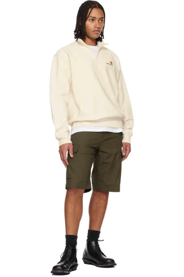 Carhartt Work In Progress Off-White Half Zip American Script Sweatshirt, photo 4 of 4 from SSENSE