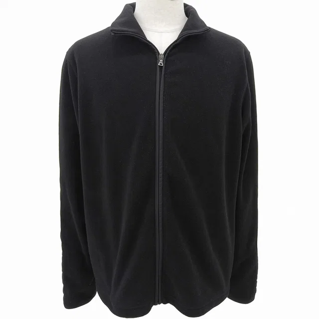 Prada Fleece Logo Zip-up Jacket #XL Black in Black Nylon from VINTAGE QOO TOKYO