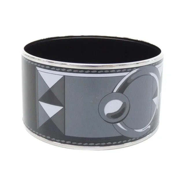 HERMES bangle in BLACK (Black) / PALLADIUM (SILVER) / Palladium (Silver) hardware Inner circumference x width: 20cm x 3.7cm from KOMEHYO