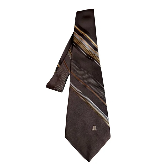 Vintage 70s Lanvin Neck Tie Chocolate Brown Stripe in brown|red Silk from Poshmark