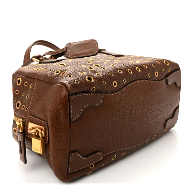 Prada Vitello Daino Grommet Satchel Bruciato in Calfskin from FASHIONPHILE, photo 4 of 11