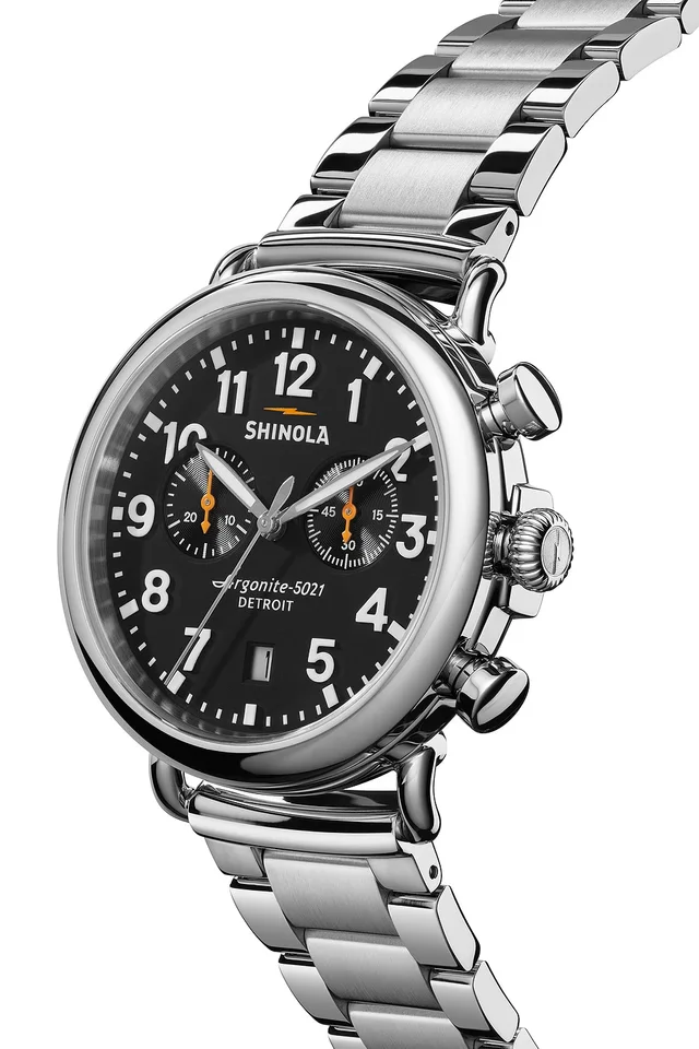 Shinola Runwell 2 Eye Chrono 41mm Watch Silver Bracelet in Black, photo 3 of 4 from REVOLVE (Canada)