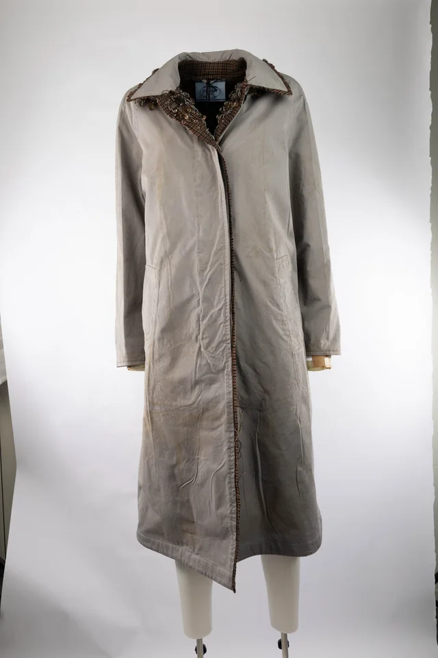 Prada single-breasted antiqued twill and houndstooth check coat, photo 6 of 8 from SENSER