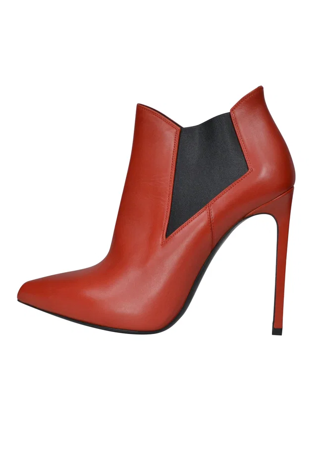 Saint Laurent Red Ankle Boots in Red Leather from Resurrection Vintage
