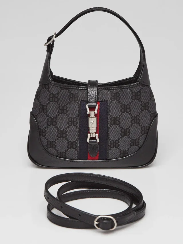 Balenciaga x Gucci Grey/Black Canvas/Leather The Hacker Project 1961 Mini Jackie Bag in Black Canvas from Yoogis, photo 10 of 10