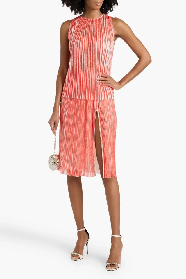 Missoni Pleated Crochet-Knit Skirt in Orange, photo 2 of 4 from THE OUTNET