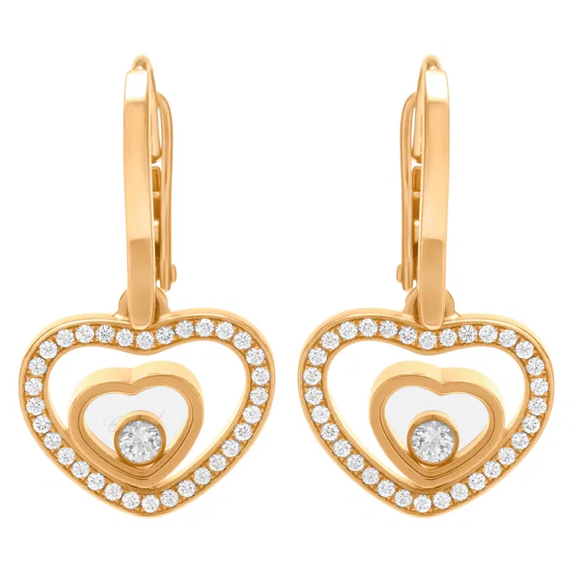 Chopard Happy Heart diamond earrings in Pink Rose Gold from Gray And Sons