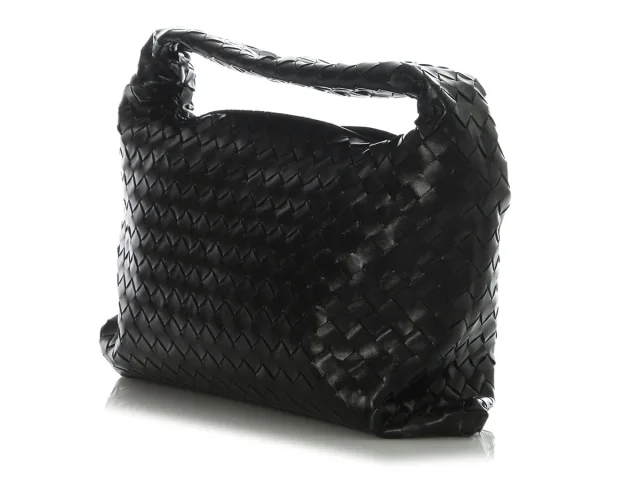 Bottega Veneta Small Black Intrecciato Hop Bag in Black Woven leather from Ann's Fabulous Finds, photo 4 of 10