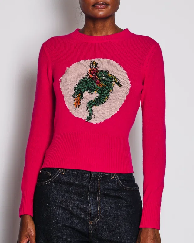 Dior Fuchsia Cashmere Jumper With Dragon Embroidered Details Size FR 36 (UK 8) in Pink Cashmere from Sellier