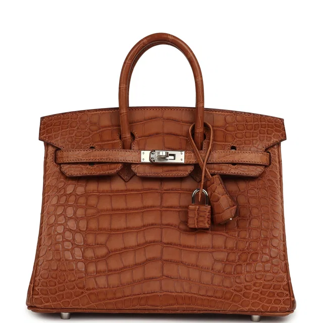 Hermès Birkin 25 Gold Matte Alligator Palladium Hardware in Gold Crocodile from Madison Avenue Couture