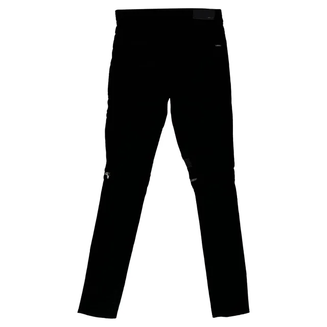 Amiri Mx2 Skinny-Fit Distressed Jeans in Black Cotton in black, photo 2 of 6 from ShopSimon