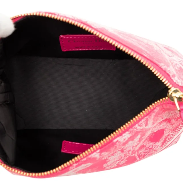 Pink Dior Small Technical Fabric Toile de Jouy Reverse DiorTravel Nomad Pouch Handbag in Pink Leather from Designer Revival, photo 2 of 2