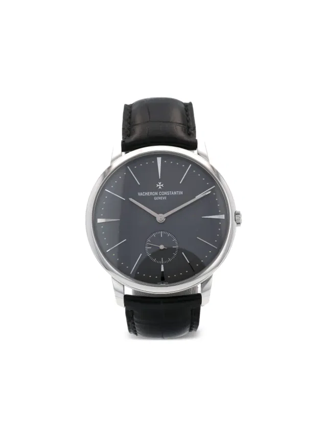 Vacheron Constantin 2019 pre-owned Patrimony 42mm - men - Leather/Sapphire Glass/Platinum - One Size - Black in black Leather from Farfetch