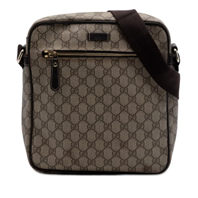 Beige Gucci GG Supreme Crossbody in Beige Coated canvas from Designer Revival