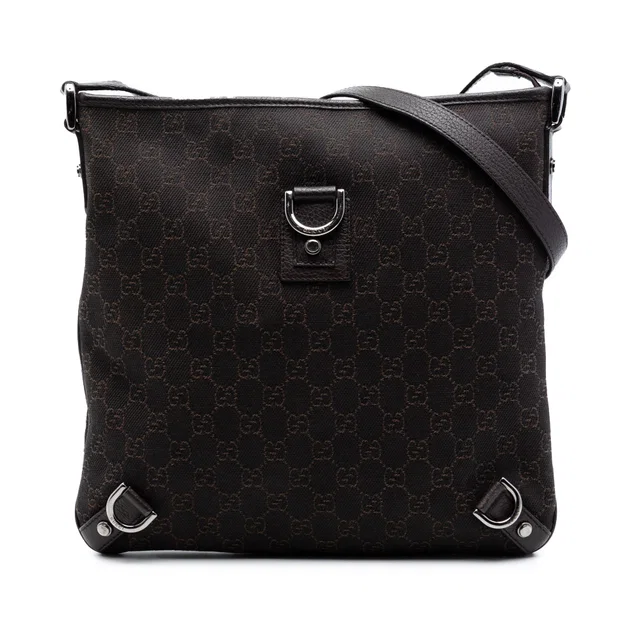 Brown Gucci GG Denim Abbey D Ring Crossbody in Brown Denim from Designer Revival