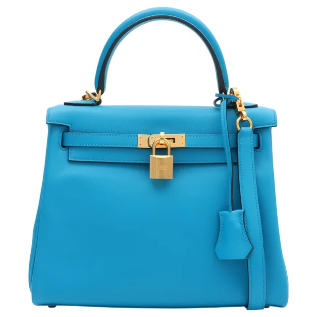 Hermès 2021 Kelly 25 Blue Frida in Blue Swift leather from VINTAGE QOO TOKYO