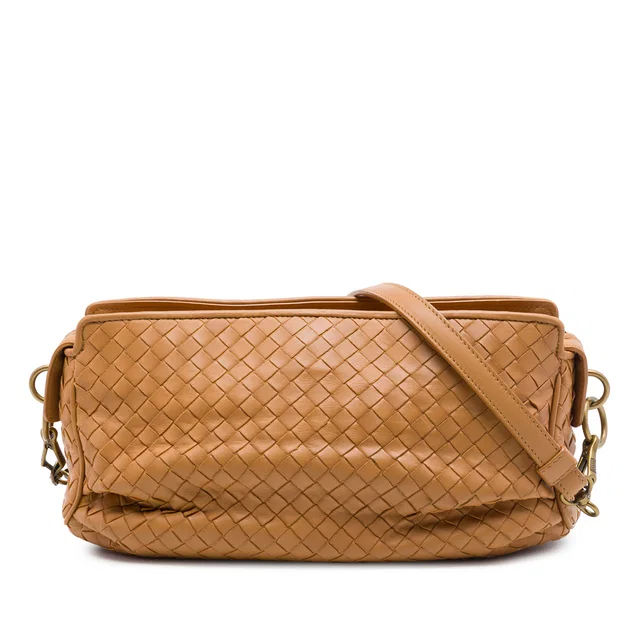 Brown Bottega Veneta Nappa Intrecciato Crossbody Shoulder Bag in Brown Nappa leather from Designer Revival