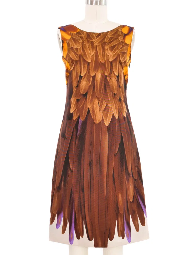 2005 Prada Trompe L'oeil Feather Shift Dress from Arcade Vintage