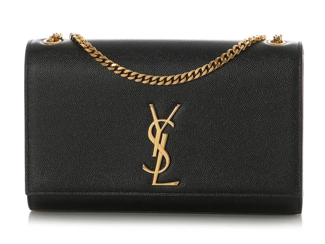 Saint Laurent Medium Black Grain de Poudre Kate in Black Leather from Ann's Fabulous Finds, photo 2 of 9