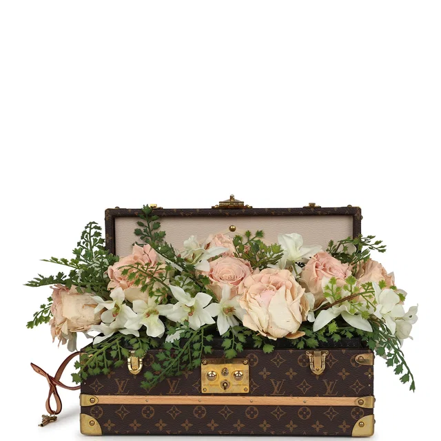 Louis Vuitton Malle Fleurs Trunk Brown Monogram Brass Hardware in Brown Coated canvas from Madison Avenue Couture