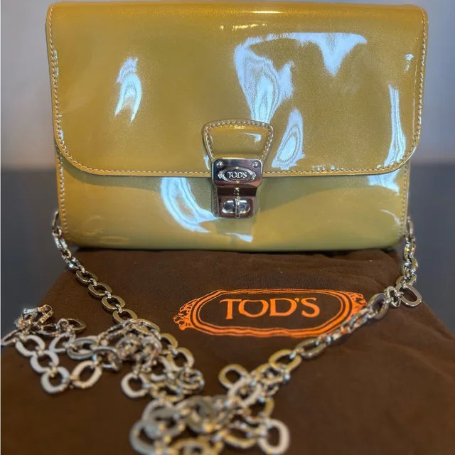 Tod's With Silver Chain Crossbody Bag in green|yellow Patent leather from Poshmark