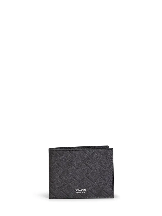 Ferragamo Monogram Coated Fabric Wallet — Gray Polyurethane in Grey Calfskin from HEWI