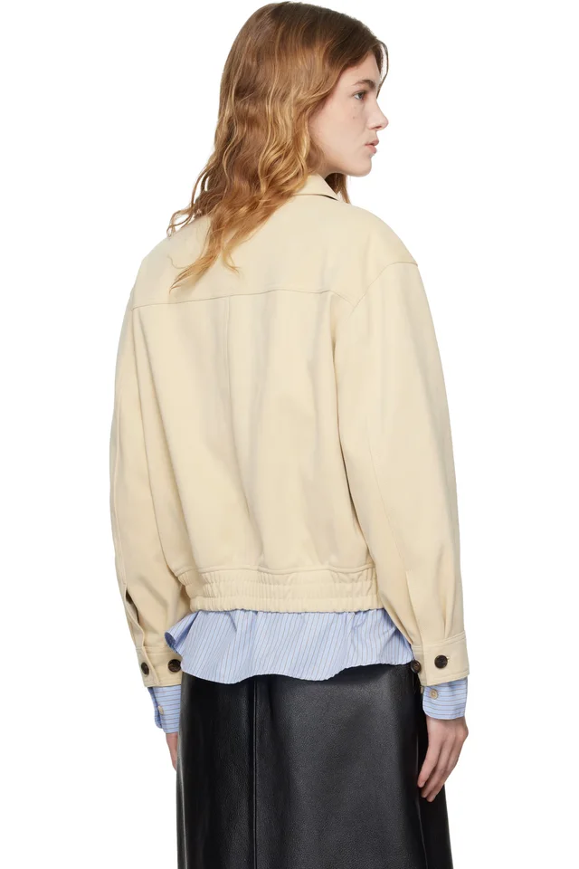 Dunst Beige Collared Faux-Suede Jacket, photo 3 of 4 from SSENSE