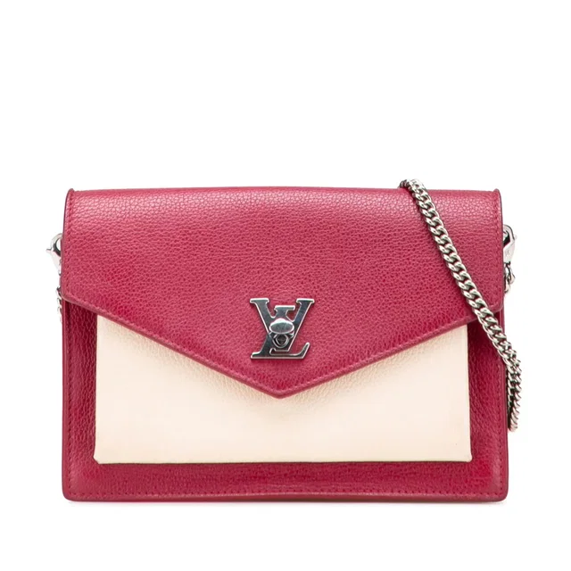 Red Louis Vuitton Bicolor Leather MyLockMe Chain Pochette Crossbody Bag in Red Leather from Designer Revival