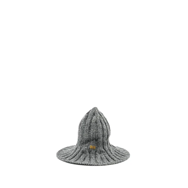 Dior Letter Logo Wire-Brimmed Beanie Wool Grey in Grey Wool from EMIER