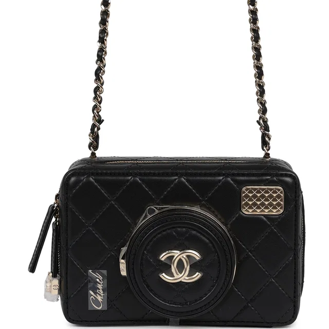 Chanel Coco Click Camera Bag Black Lambskin Light Gold Hardware in Black Lambskin from Madison Avenue Couture