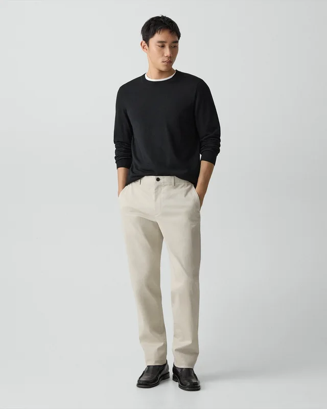 Theory Zaine Pant in Moonsoft Cotton in SILVER CLOUD 97% Cotton, 3% Spandex, photo 2 of 9 from Theory