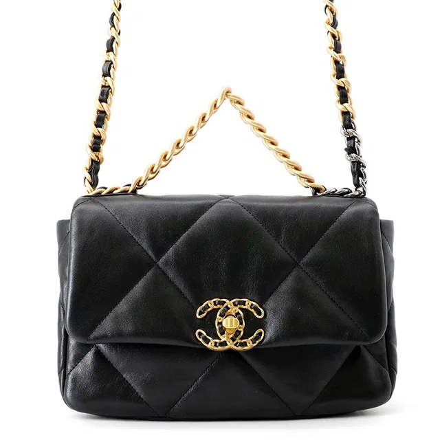 Chanel CHANEL19 ChainShoulder Bag BlackAS1160 Shiny Lambskin in Lambskin from GALLERY RARE