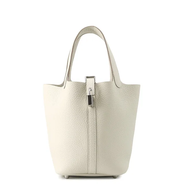 Hermès Picotin Lock Craie Taurillon Clemence Size PM in White Clemence leather from GALLERY RARE
