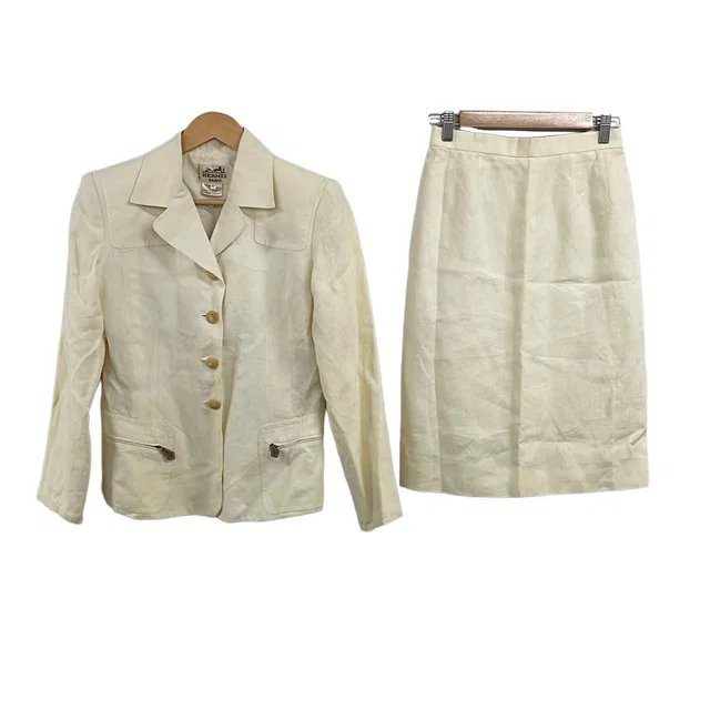 Hermès Skirt Suit Ivory Linen in White from The Reluxe