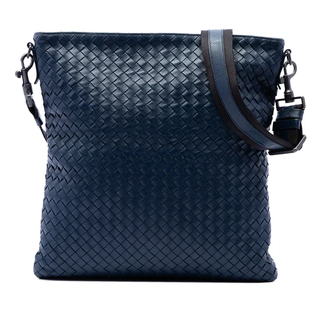 Blue Bottega Veneta Nappa Intrecciato VN Crossbody in Blue Nappa leather from Designer Revival