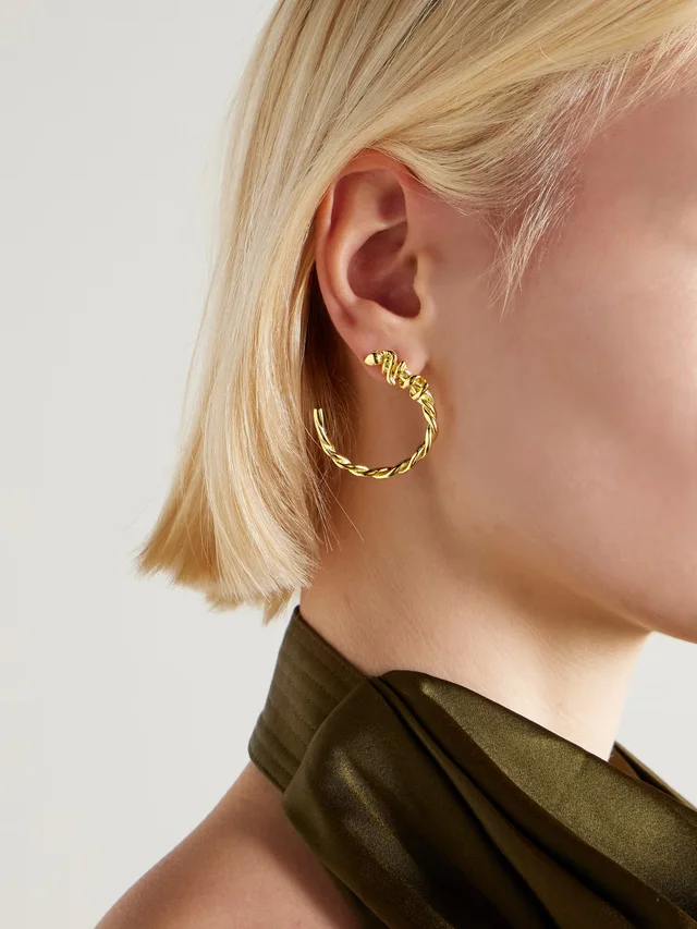 YSSO Snake gold-plated hoop earrings in Metallic, photo 2 of 2 from NET-A-PORTER (Canada)
