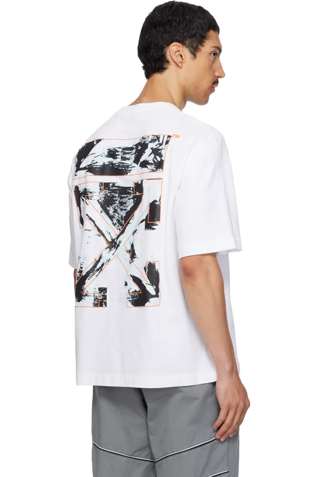 Off-White White Rubbed Paint Arrow Skate T-shirt, photo 3 of 4 from SSENSE