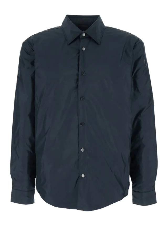 Hugo boss Blue Jacket with Classic Collar and Button Closure on the Front in Tech Fabric for Men in Blue 100% Polyester from Gaudenzi Boutique, photo 1 of 1